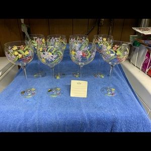 8 hand painted wine glasses